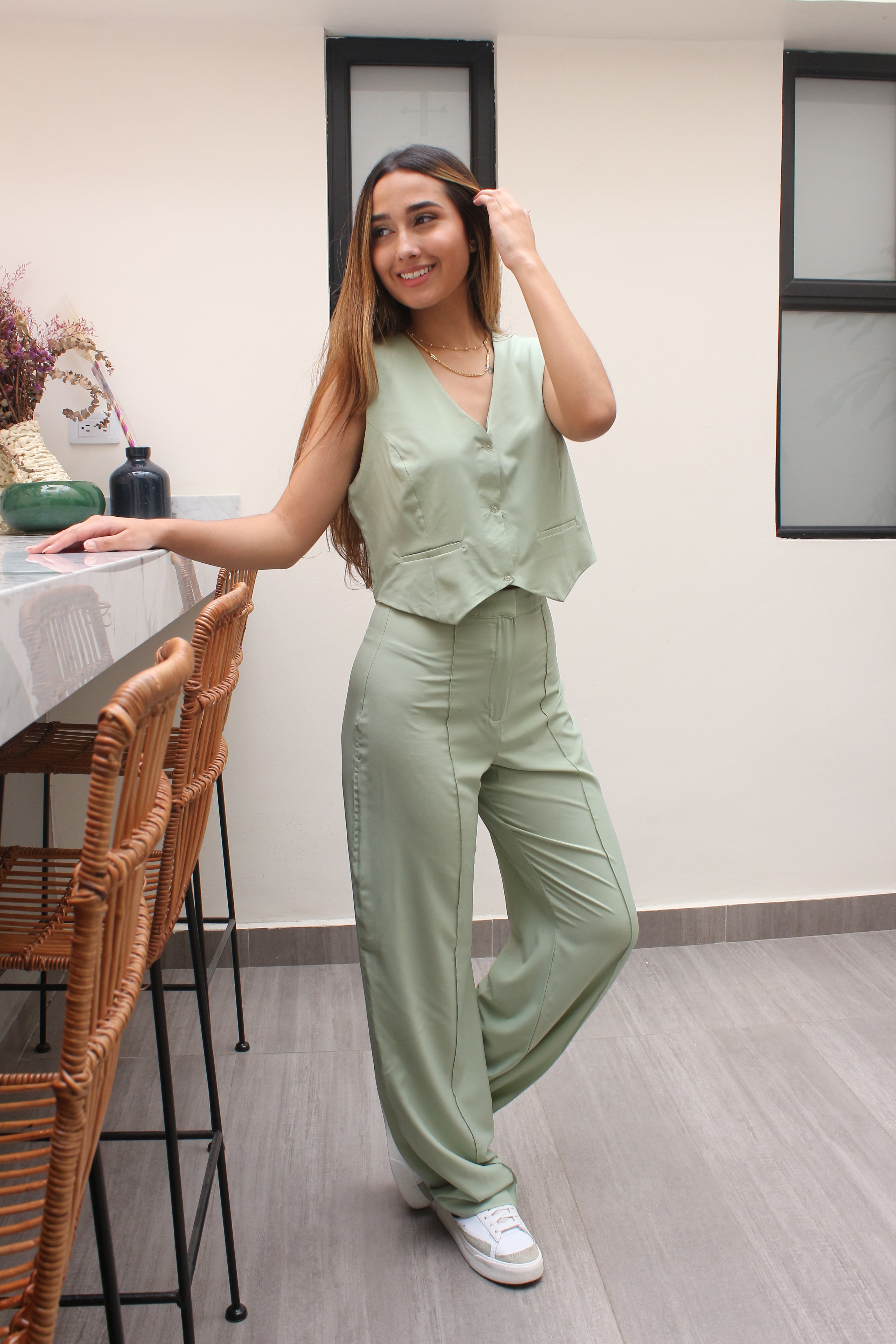 Pantalon liviano en Verde claro