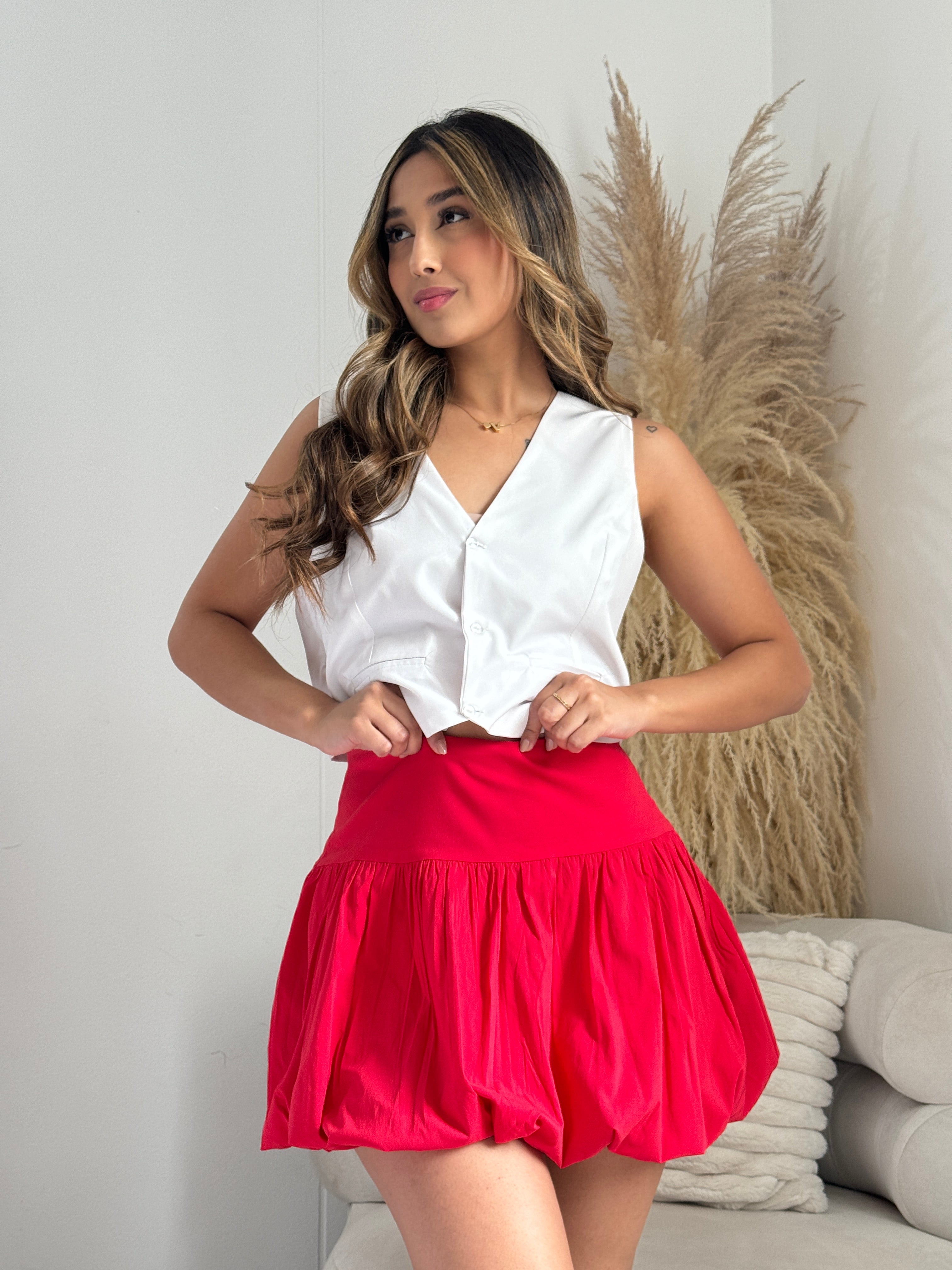 Falda globo color Rojo – VALVAL