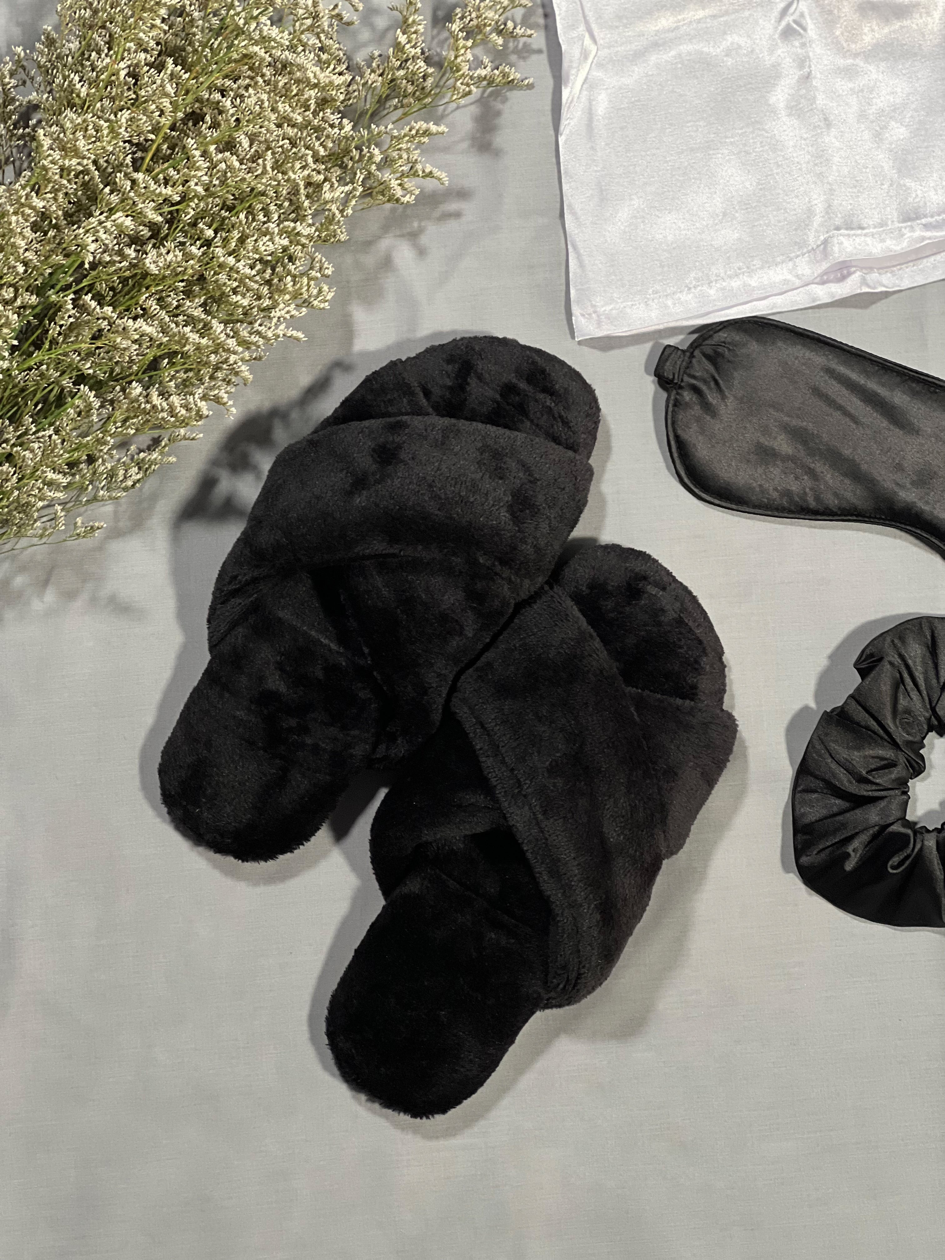 BLACK women's sleeping slippers